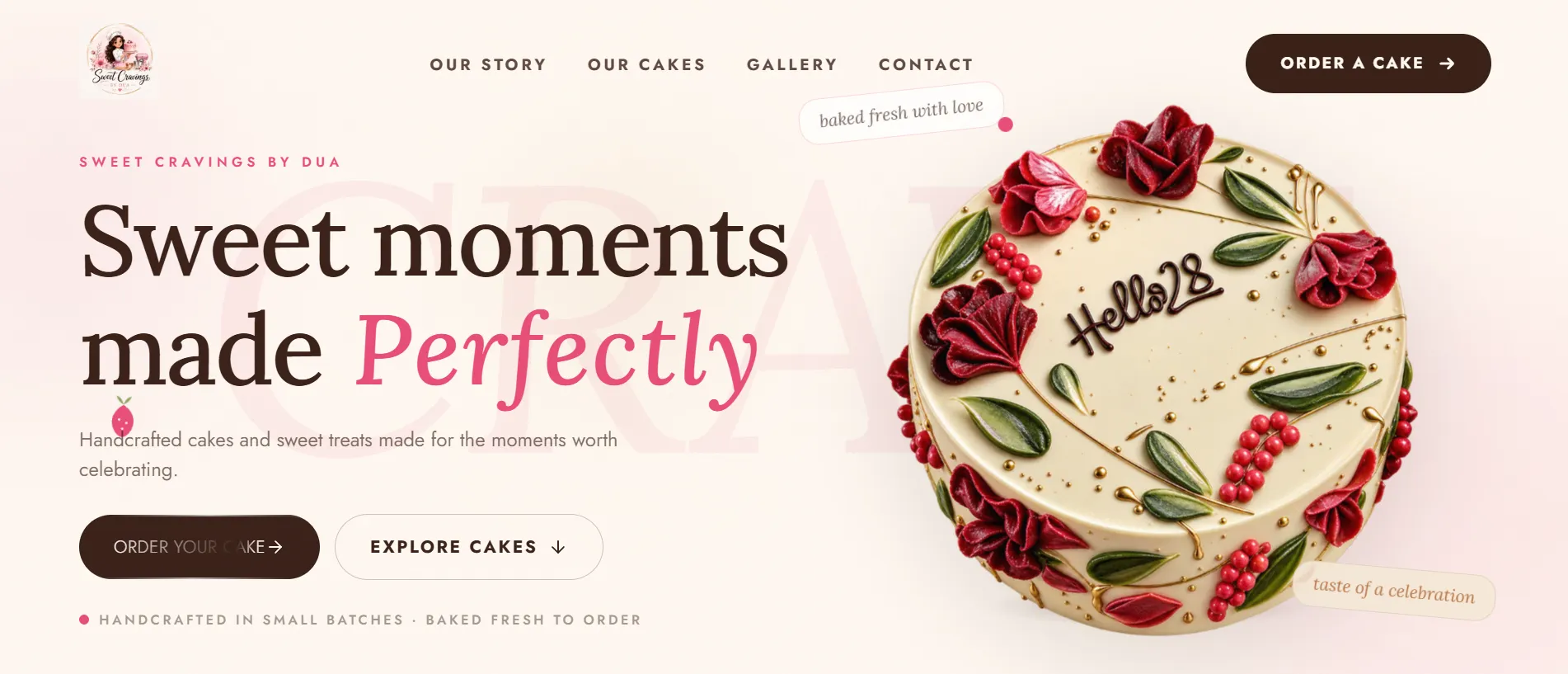 Sweet Cravings - Bakery Website Desktop
