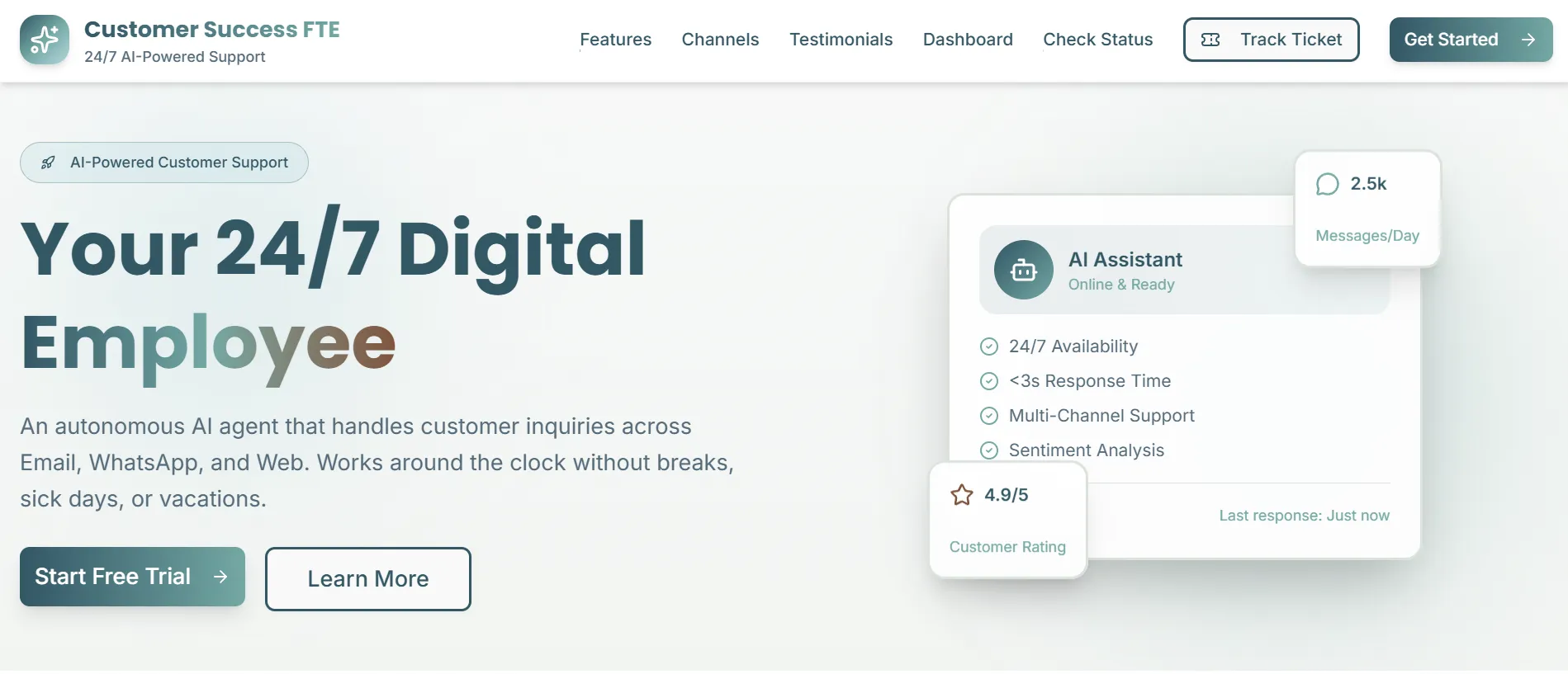 Customer Support 24/7 Digital AI Employee Desktop