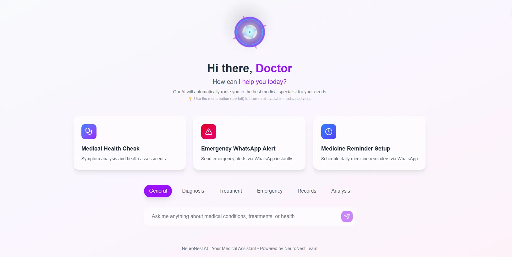NEURONEST - Agentic AI Healthcare Platform Desktop